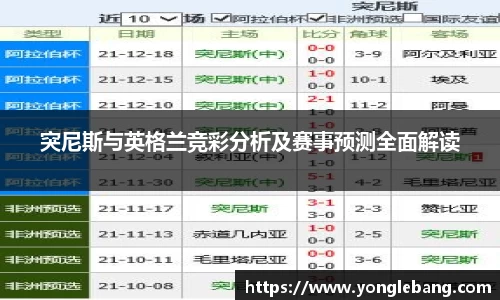 突尼斯与英格兰竞彩分析及赛事预测全面解读
